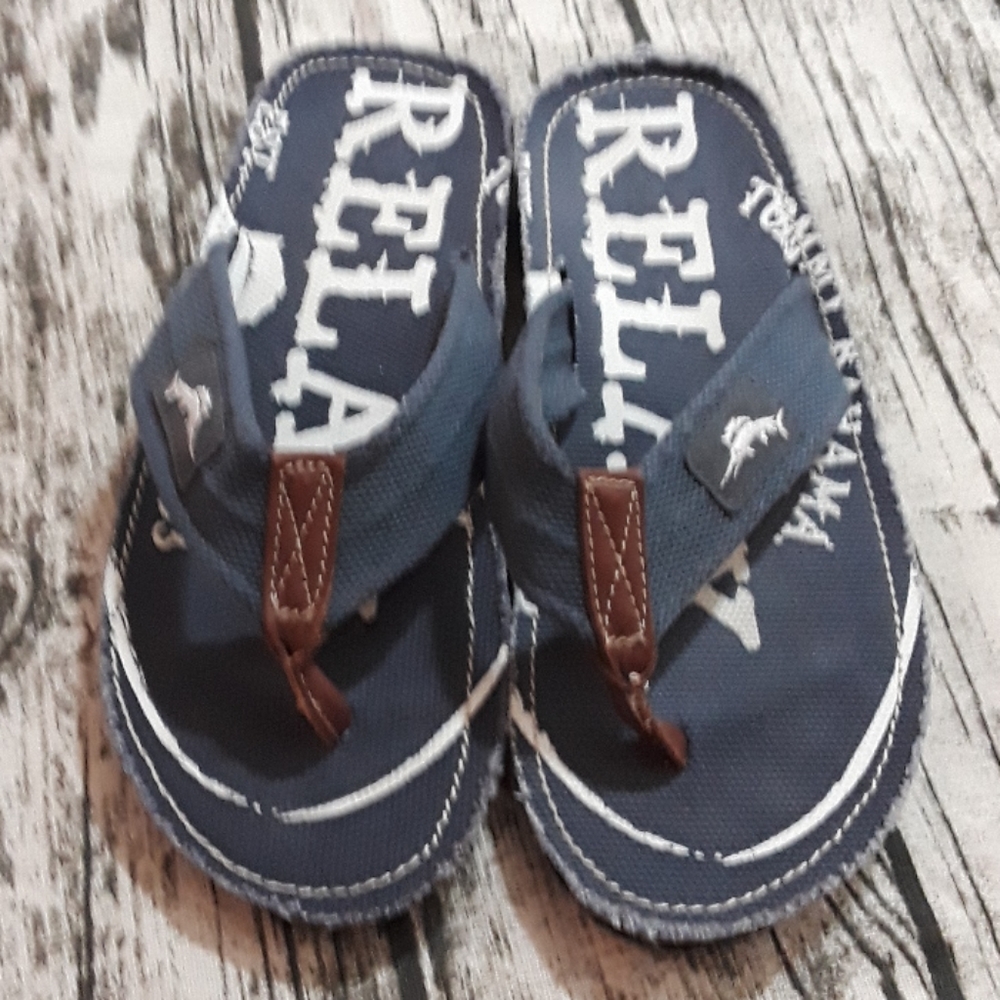 Tommy Bahama "RELAX" Blue/ White flip flops MENS 9